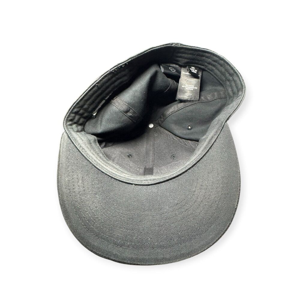Harley-Davidson Black 2XL Hat Orange Logo SYN3 Performance Oils Retro Y2K Cap - Picture 5 of 6